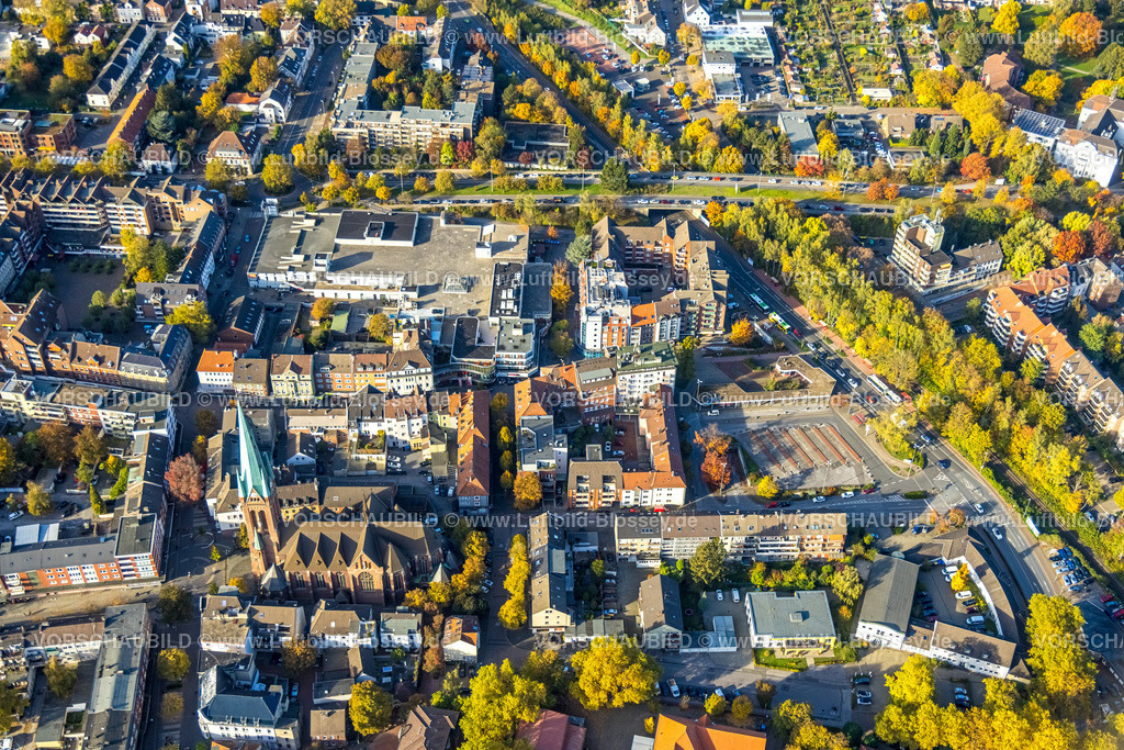 Gladbeck221005704 | Luftbild, City mit City Center Gladbeck, kath. Kirche St. Lamberti, Buersche Straße, Gladbeck, Ruhrgebiet, Nordrhein-Westfalen, Deutschland