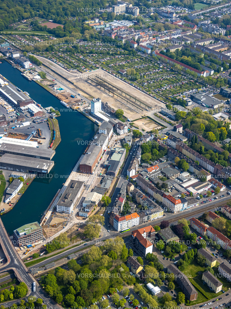 Dortmund220500817DortmunderHafen | Luftbild vom Dortmunder Hafen mit Speicherstraße und Kanalstraße, e-port-dortmund, Dortmund-Ems-Kanal, Containerhafen,  Hafen, Dortmund, Ruhrgebiet, Nordrhein-Westfalen, Deutschland 