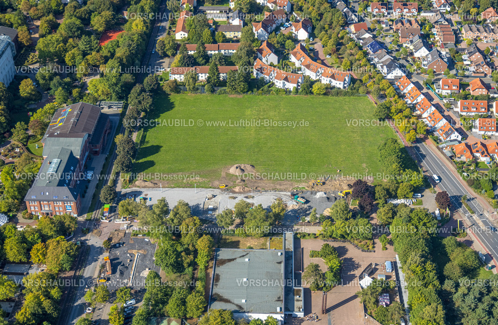 Hamm250901235 | Luftbild, Baustelle und Wiese am Freiherr-vom-Stein-Gymnasium, Uentrop, Hamm, Ruhrgebiet, Nordrhein-Westfalen, Deutschland