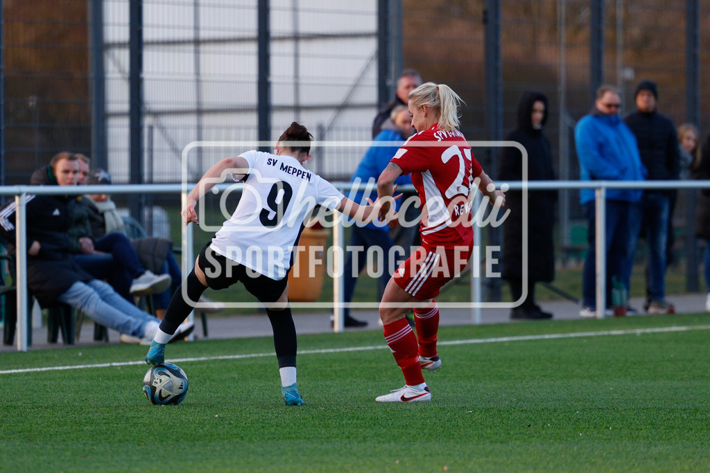 Fußball I Frauen I Saison 2025-2026 I AOK NFV Pokal I SV Meppen 1912 e.v. U20 2 - SpVg Aurich I 01.03.2026-99 | Lina Schwarte (9, SV Meppen 1912 e.v.) Aylin Rewohl (27, SpVg Aurich) - Realisiert mit Pictrs.com
