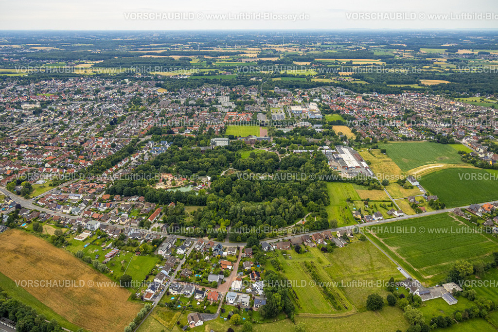Hamm240710403 | Luftbild, Maximilianpark, Feizeitpark mit Wald, grüne Lunge, Blick auf HAmm Werries Wohngebiet, Uentrop, Hamm, Ruhrgebiet, Nordrhein-Westfalen, Deutschland