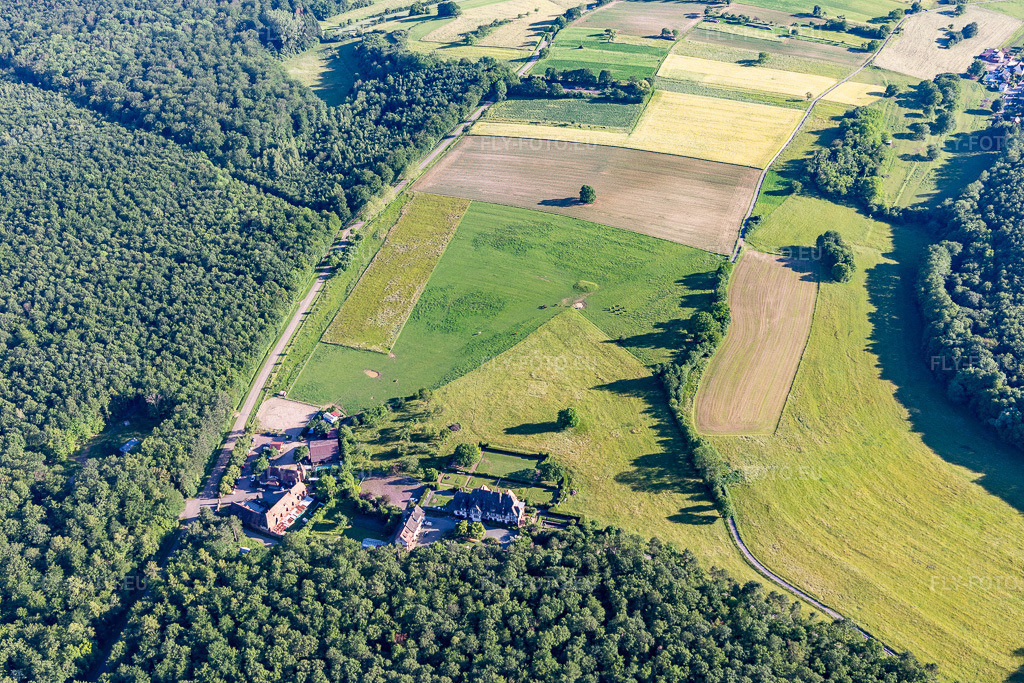 Vue aérienne: Villa Le Riesack à Niederbronn-les-Bains dans le département Bas Rhin, France. Photo: IMG_115401.jpg prise le 16/06/2019 par Werner Riehm/FLY-FOTO.eu – Résolution de l'original: 5472 x 3648 px