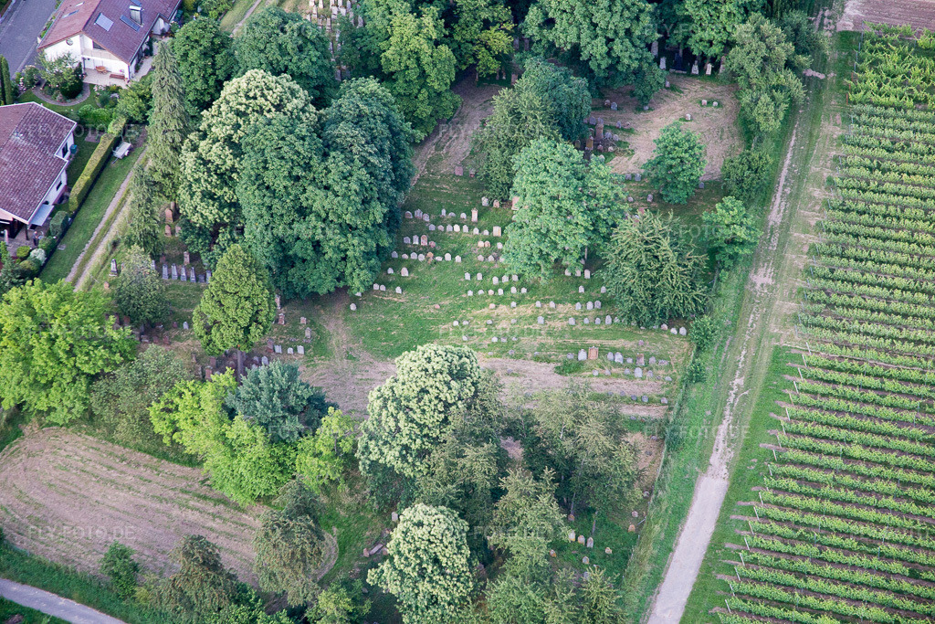 Luftbild: Alter Friedhof im Ortsteil Ingenheim in Billigheim-Ingenheim im Bundesland Rheinland-Pfalz in Deutschland. Foto: IMG_090217.jpg vom 26.06.2016 durch Werner Riehm/FLY-FOTO.de