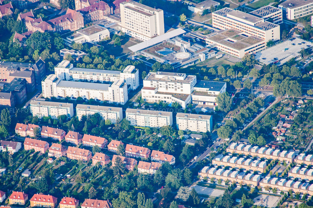 Luftbild: Klinikum im Ortsteil Nordweststadt in Karlsruhe im Bundesland Baden-Württemberg in Deutschland. Foto: IMG_52899.jpg vom 05.09.2012 durch Werner Riehm/FLY-FOTO.de