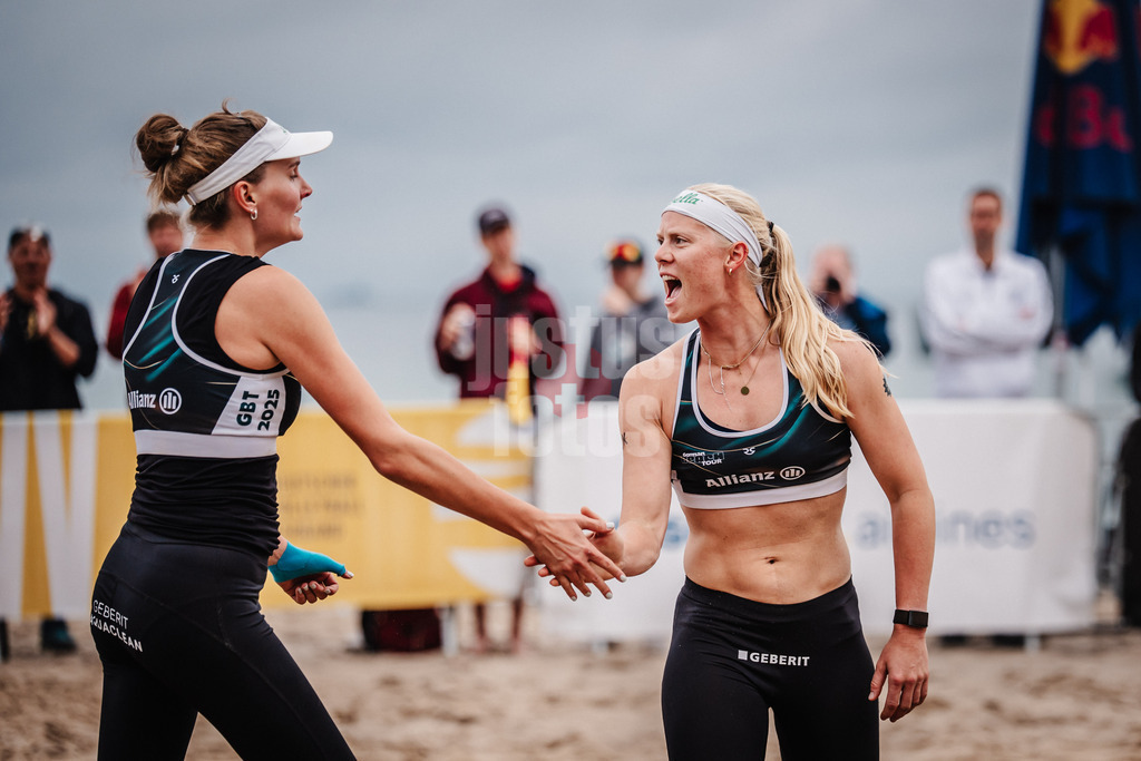 Beachvolleyball | Frauen | Deutsche Meisterschaften 2025 Timmendorfer Strand | 05.09.2025 | v.l. Sarah Schulz und Anna Behlen jubeln
