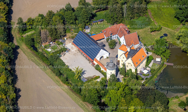 Hamm220809297HerringenPelkum | Luftbild, Haus Reck, mit Solardach, im Stadtteil Lerche an der Stadtgrenze Bergkamen, Pelkum, Hamm, Ruhrgebiet, Nordrhein-Westfalen, Deutschland