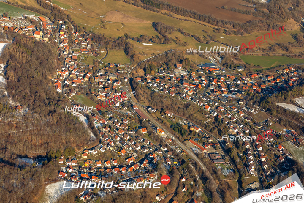 Die Luftbildaufnahme Winter - Trebgast wurde 2019 mittels Flugzeug (keine Drohne) erstellt. Perfekte Schärfe und Druck- Ergebnisse- Garantiert!