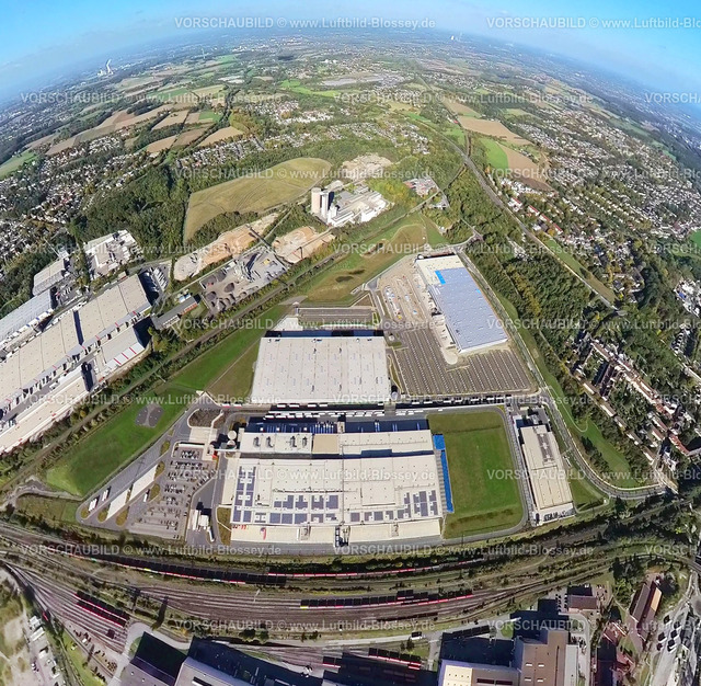 Dortmund221006_10_DSW21EDEKA | Luftbild, Westfalenhütte Gewerbegebiet, Rewe  Logistik, DSW21, Fisheye Aufnahme, Fischaugen Aufnahme, 360 Grad Aufnahme, Borsigplatz, Dortmund, Ruhrgebiet, Nordrhein-Westfalen, Deutschland