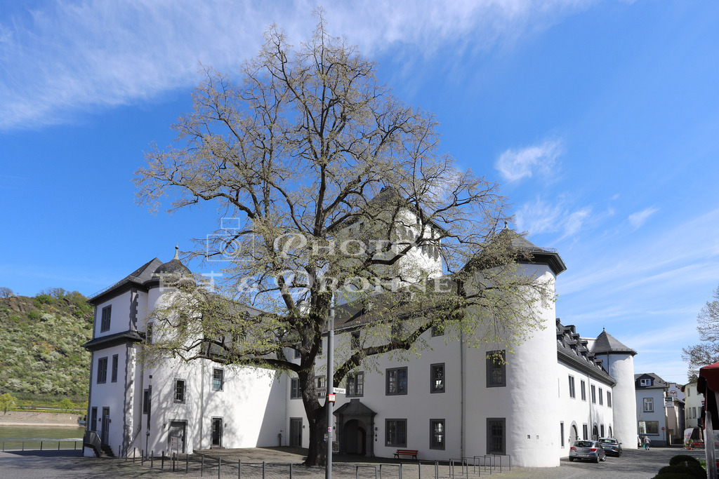 Boppard-7001 | Die Kurfürstliche Burg in Boppard am Rhein ist ein imposantes historisches Bauwerk, das im 14. Jahrhundert errichtet wurde. Die Burg diente den Kurfürsten von Trier als Residenz und Verteidigungsanlage.  - Realisiert mit Pictrs.com
