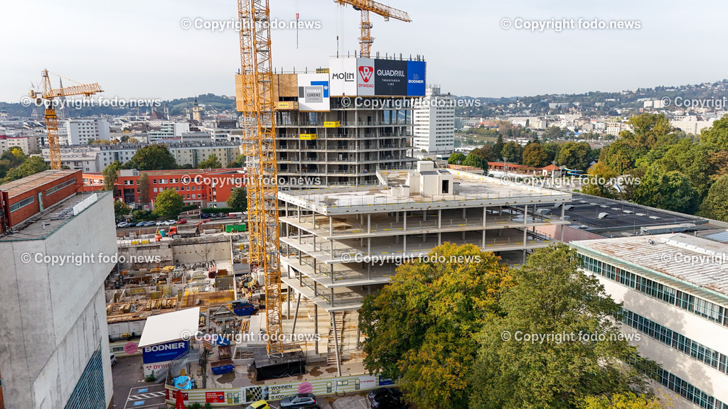 Quadrill_ Baustelle_ 17.10.2023-7 | 17.10.2023, Tabakfabrik Linz, AUT, Quadrill, im Bild Quadrill, Baustelle, Gebauede, Drohne
