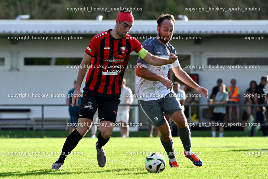 MSC Magdalen vs. ATUS Nötsch  | #21 Nicolas Janschitz ATUS Nötsch, #15 Christoph Erlacher MSC Magdalen, MSC Magdalen vs. ATUS Nötsch , MSC Magdalen vs. ATUS Nötsch  am 18.07.2025 in Villach (Sportplatz Magdalen), Austria, (Photo by Bernd Stefan)
