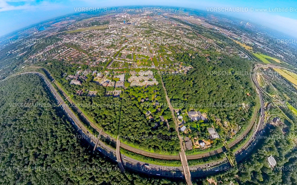 Duisburg230790170_UniversitaetDuEs | Luftbild, Universität Duisburg-Essen, Zoo Duisburg, Erdkugel, Fisheye Aufnahme, Fischaugen Aufnahme, 360 Grad Aufnahme, tiny world, Neudorf-Nord, Duisburg, Ruhrgebiet, Nordrhein-Westfalen, Deutschland