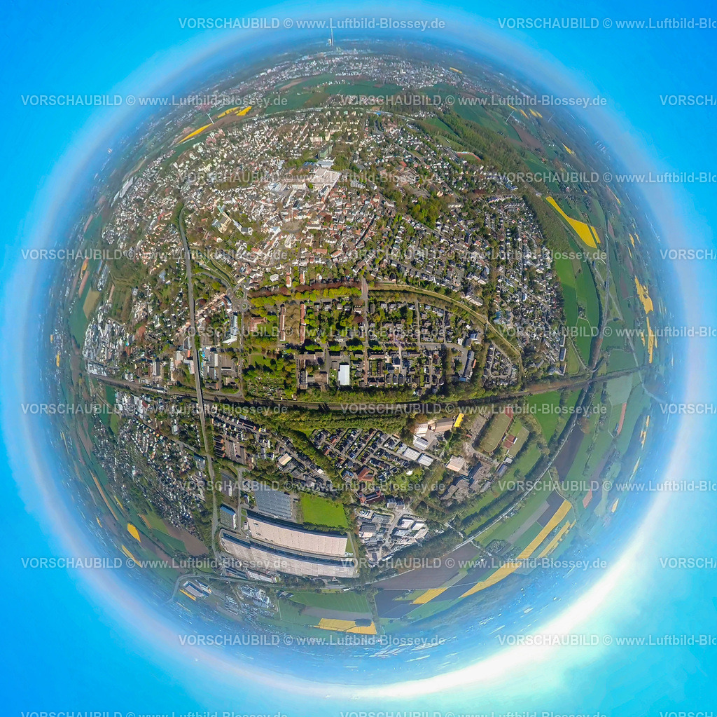 Kamen230490805Mitte | Luftbild, Kamen-Mitte, Quadrat Einkaufszentrum,  Erdkugel, Fisheye Aufnahme, Fischaugen Aufnahme, 360 Grad Aufnahme, , Kamen, Ruhrgebiet, Nordrhein-Westfalen, Deutschland