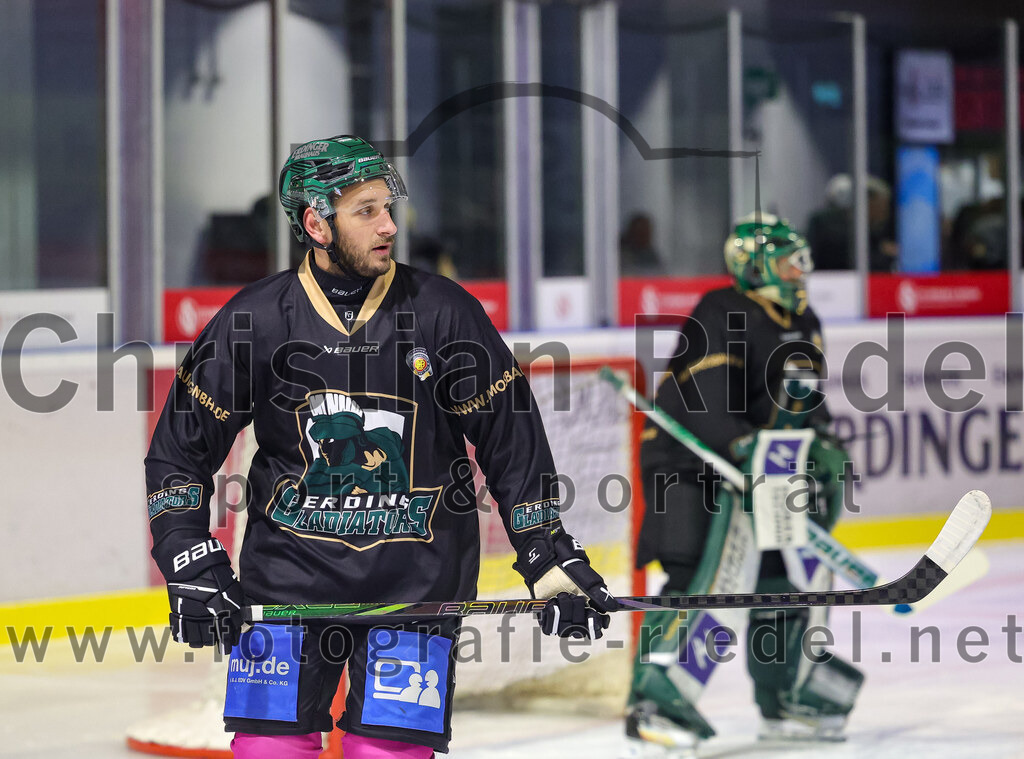 2025-10-10_014_TSV_Erding_gegen_onesto_Tigers_Bayreuth | Erding, Deutschland, 10.10.2025:Eishockey, Oberliga Süd 2025 / 2026, 7. Spieltag, TSV Erding gegen onesto Tigers Bayreuth, Endergebnis: 2:5Maximilian Forster (Erding Gladiators, #81)Foto: Christian Riedel / fotografie-riedel.net