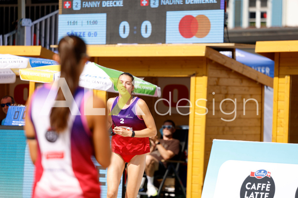 Obi BeachTour 2026 - Basel | BASEL, SWITZERLAND - JULY 19: NADINE DEMIERRE (SUI) during the Obi BeachTour 2026 match between CSONTOS / DEECKE (SUI) and FLÜCKIGER / DEMIERRE (SUI) at Barfüsserplatz on July 19, 2026 in Basel, Switzerland. - Realisiert mit Pictrs.com