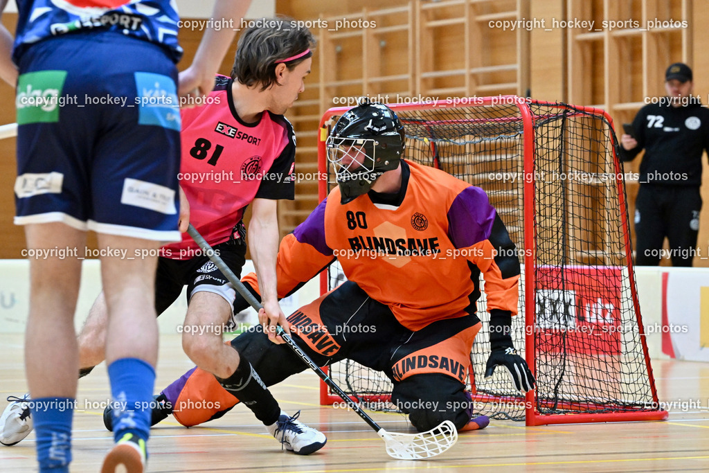 VSV Unihockey vs. Wiener Floorball Verein | #81 LAUKKANEN Jesse Wiener Floorballverein, #80 BEZUCHA Bernhard Wiener Floorballverein, VSV Unihockey vs. Wiener Floorball Verein, VSV Unihockey vs. Wiener Floorball Verein am 18.05.2025 in Villach (Ballspielhalle St. Martin), Austria, (Photo by Bernd Stefan)