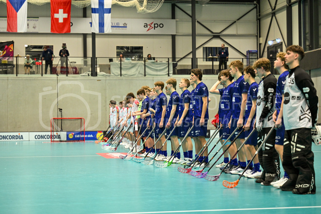 Switzerland U19 vs Finland U19 - 3. February 2024 | Switzerland U19 vs Finland U19
U19 Men International Matches in Switzerland
GoEasy Arena, Siggenthal Station
Both teams before the game.
Credit: Markus Aeschimann | <a href="https://www.markus-aeschimann.ch">Sportfotografie Markus Aeschimann</a> | <a href="https://www.instagram.com/sportfotografie.aeschimann">@sportfotografie.aeschimann</a> - Realisiert mit Pictrs.com