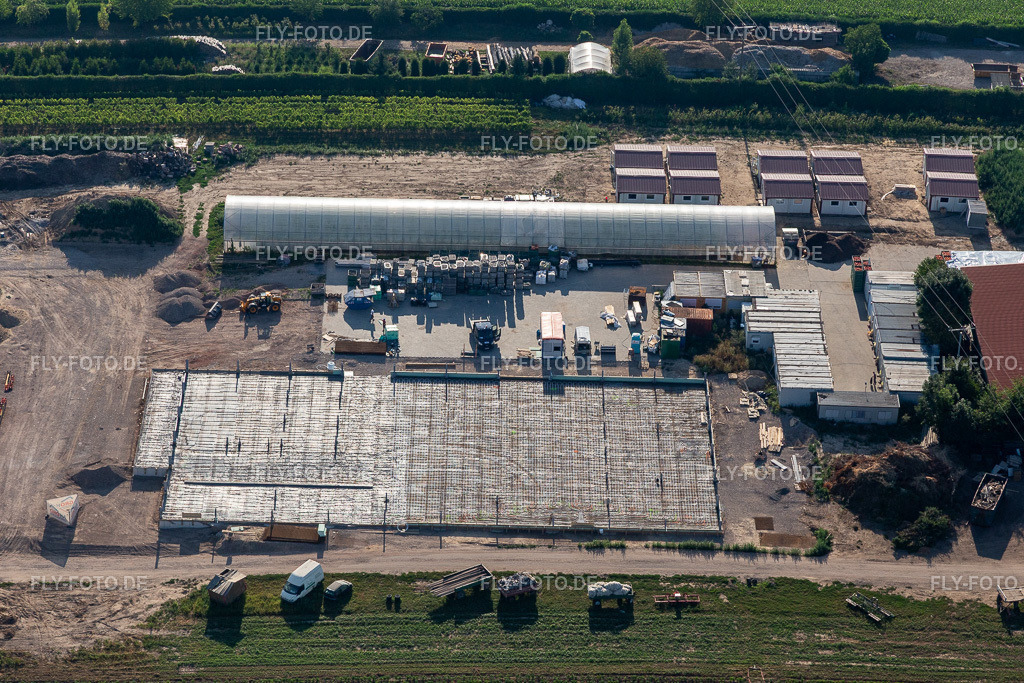 Kugelmann Biogemüse Neubau der Produktionshalle | Luftbild: Kugelmann Biogemüse Neubau der Produktionshalle in Kandel im Bundesland Rheinland-Pfalz in Deutschland. Foto: IMG_122066.jpg vom 08.08.2020 durch ©2025 Werner Riehm fly-foto.de/copyright - Realisiert mit Pictrs.com