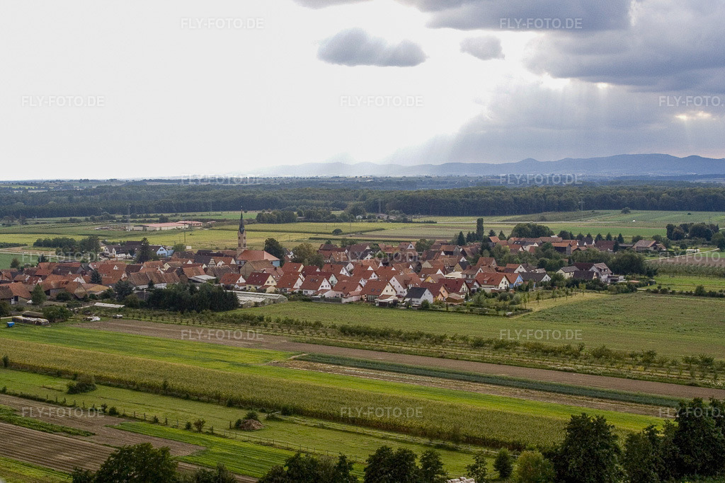 Luftbild: Ortsansicht von Nordosten in Erlenbach bei Kandel im Bundesland Rheinland-Pfalz in Deutschland. Foto: IMG_7705.jpg vom 02.09.2007 durch Werner Riehm/FLY-FOTO.de