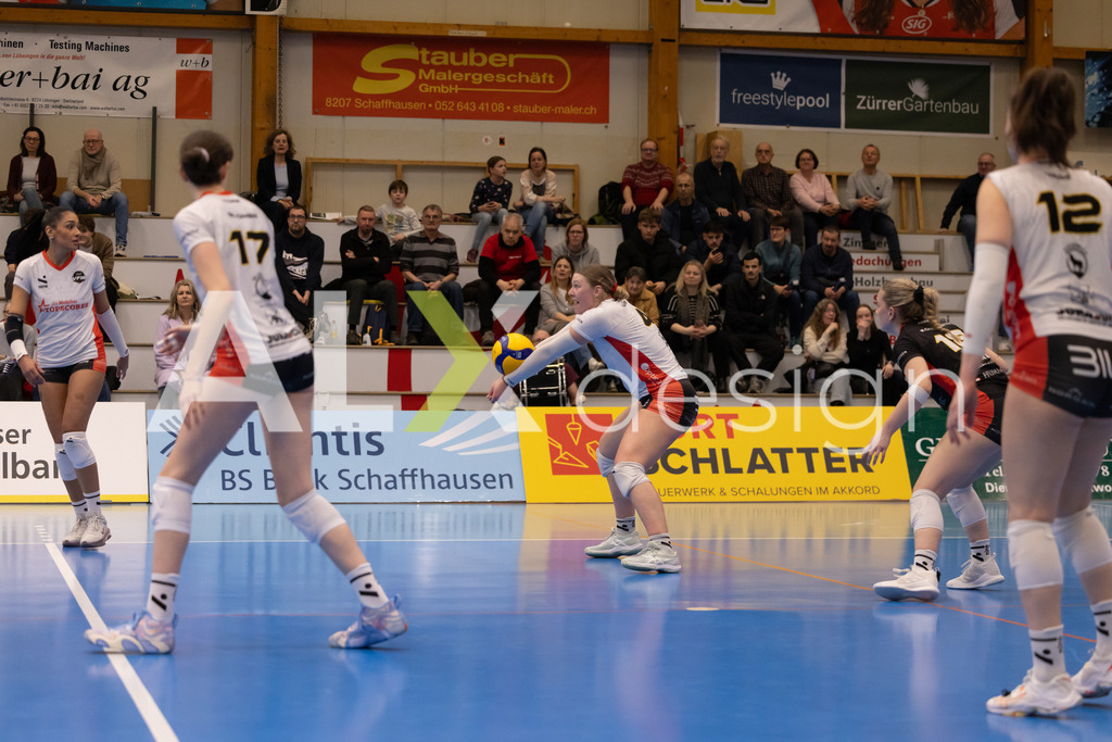 Volleyball I Frauen I Saison 2025-2026 I Volleyball NLA | Women I 1/4 Finals I VC Kanti Schaffhausen - BIWI Volleyball Franches-Montagnes I 21.02.2026 | 4 Emma Faivet (CH) (BIWI VFM) – Außenangriff - Realisiert mit Pictrs.com