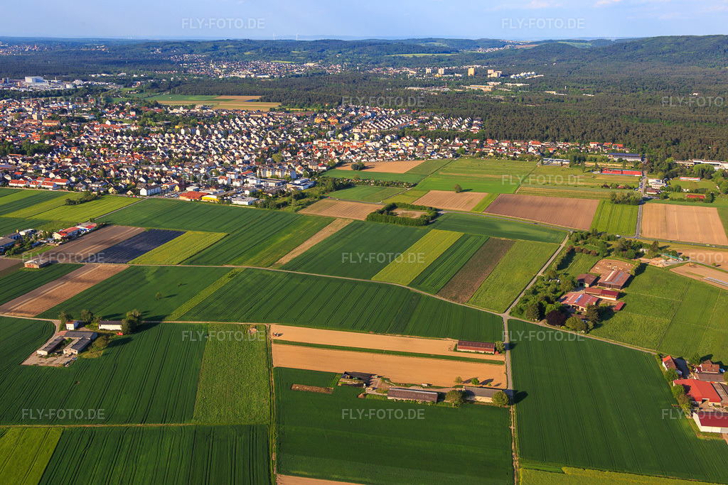 Luftbild: Stadtansicht von Südwesten in Pfungstadt im Bundesland Hessen in Deutschland. Foto: IMG_088420.jpg vom 17.05.2016 durch Werner Riehm/FLY-FOTO.de