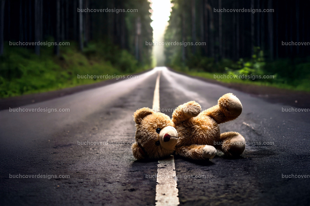 Teddybär auf ein Aspalt Strasse | Entdecken Sie kreative Buch Cover Designs für Self-Publishing-Autoren und Verlage! Unsere maßgeschneiderten Designs ziehen Leser an und bringen Ihre Geschichten visuell zum Leben. Lassen Sie uns Ihr perfektes Cover gestalten!