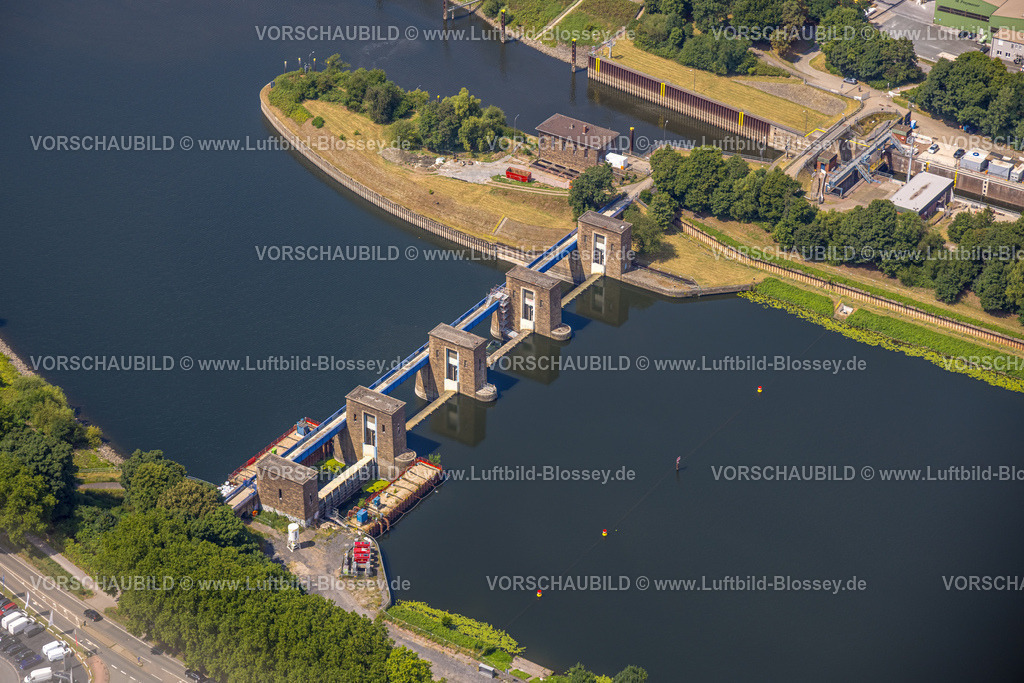 Duisburg250703551Mitte | Luftbild, Fluss Ruhr Ruhrwehr Duisburg im Hafen Duisburg, Ruhrort, Duisburg, Ruhrgebiet, Nordrhein-Westfalen, Deutschland