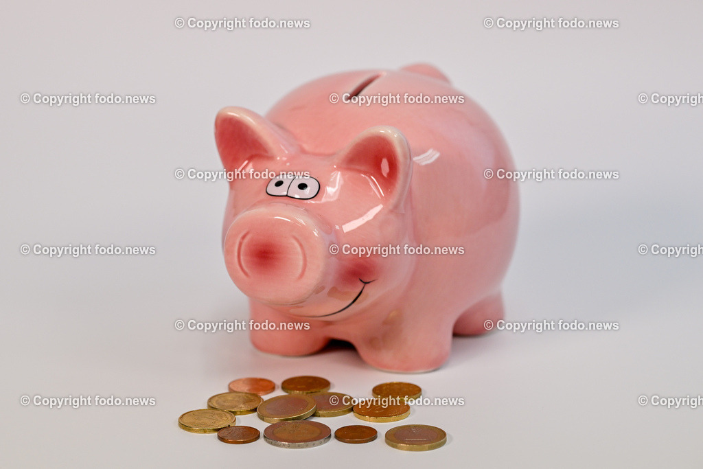 Sparschwein_ 21.12.2024-9 | 21.12.2024, Linz, AUT, Sparschwein, im Bild Themenbild, Sparschwein, Schwein, sparen, Geld, Euroscheine, Muenzen