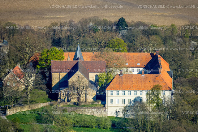 Selm250404469 | Luftbild, Schloss Cappenberg, LWL-Museum für Kunst und Kultur mit kath. Stiftskirche Cappenberg Evangelist St. Johannes, Cappenberg, Selm, Münsterland, Nordrhein-Westfalen, Deutschland