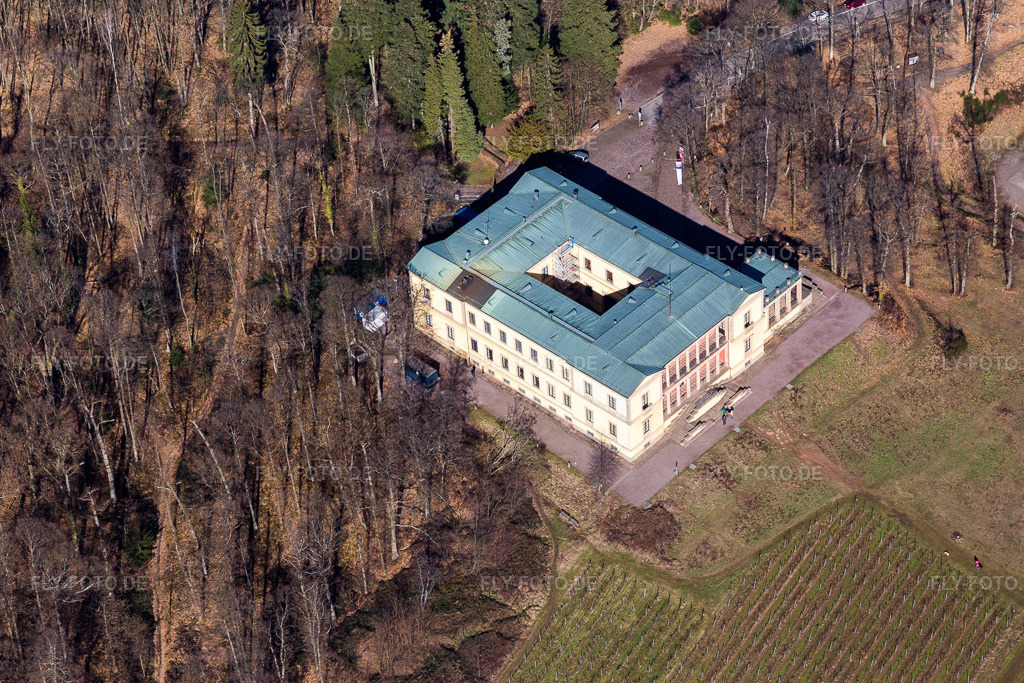 Luftbild: Schloss Villa Ludwigshöhe in Edenkoben im Bundesland Rheinland-Pfalz in Deutschland. Foto: IMG_097056.jpg vom 25.02.2017 durch Werner Riehm/FLY-FOTO.de