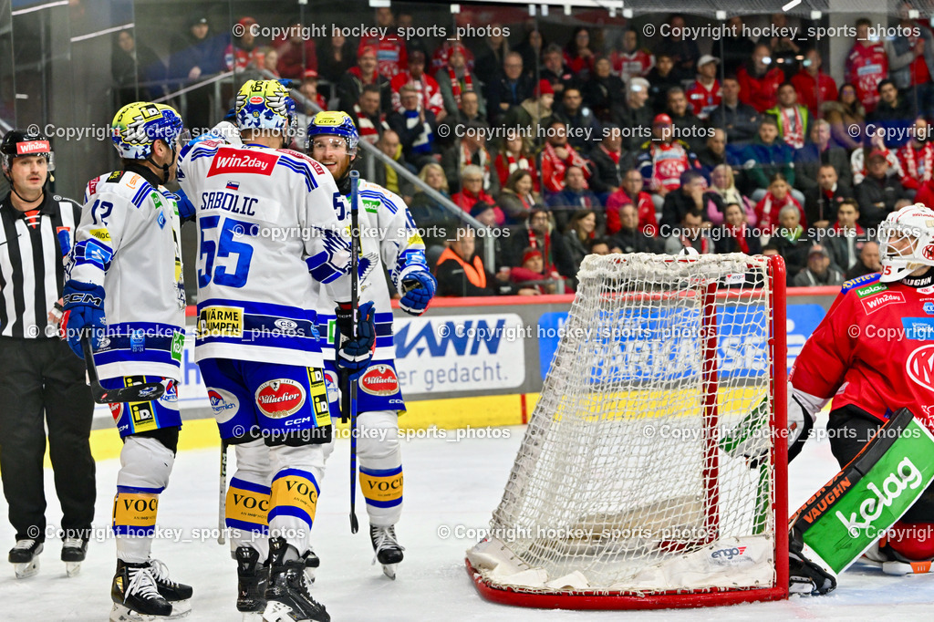 EC KAC vs. EC IDM Wärmepumpen VSV 5.11.2023 | Jubel EC VSV Mannschaft, #72 Hughes John, #55 Sabolic Robert, #16 Hancock Kevin, #35 Engstrand Christian