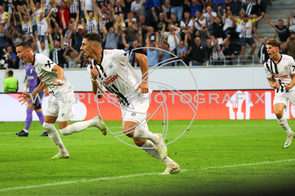LASK Linz - FC Liverpool | LINZ,AUSTRIA,21.SEPT.23 - UEFA Europa League, LASK Linz - FC Liverpool, Image shows:the rejoicing of Robert Zulj (LASK).
Photo: Sportmediapics.com/ Andreas Willdoner