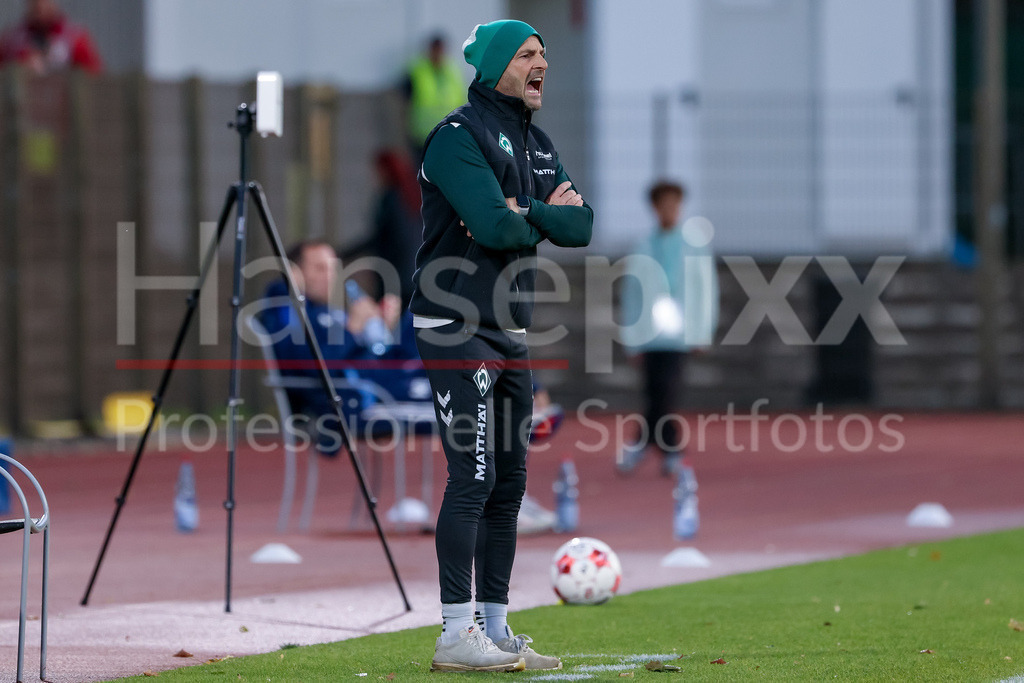 Fussball, Regionalliga Nord, SV Werder Bremen II - BSV Kickers Emden | Christian Brand (Trainer, SV Werder Bremen II), ruft, brüllt, schreit, gibt Anweisungen
