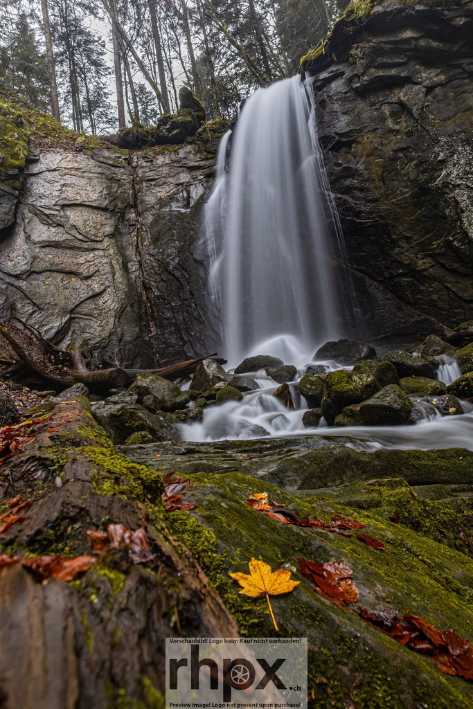 Wasserfall im Herbst | Stimmungsvolle Fotokunst aus Luzern. Erlebe den Pilatus, den See und die Stadt Luzern in exklusiven Aufnahmen in der Fotogalerie & Shop. - Realisiert mit Pictrs.com