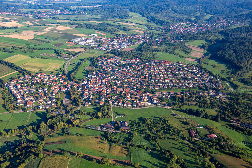 Luftbild: Ortsansicht von Südosten im Ortsteil Unterbrüden in Auenwald im Bundesland Baden-Württemberg in Deutschland. Foto: IMG_138597.jpg vom 16.09.2023 durch Werner Riehm/FLY-FOTO.de