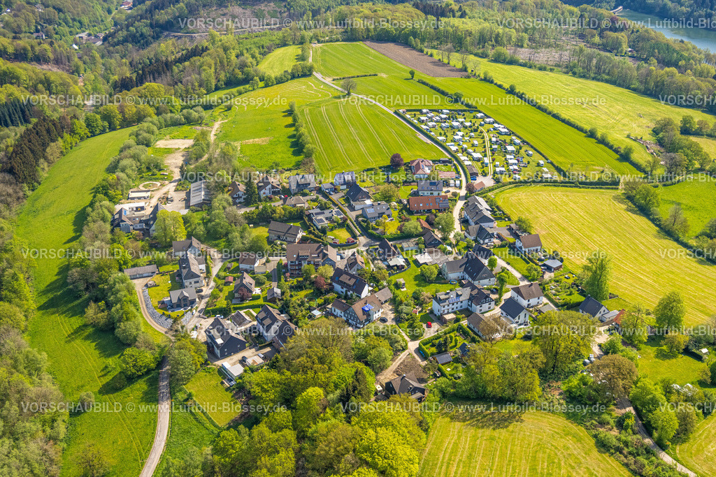 Breckerfeld240504737 | Luftbild, Wohngebiet Ortsansicht Loh und Campingplatz Loh, umgeben von Wiesen und Feldern, Loh, Breckerfeld, Ruhrgebiet, Nordrhein-Westfalen, Deutschland