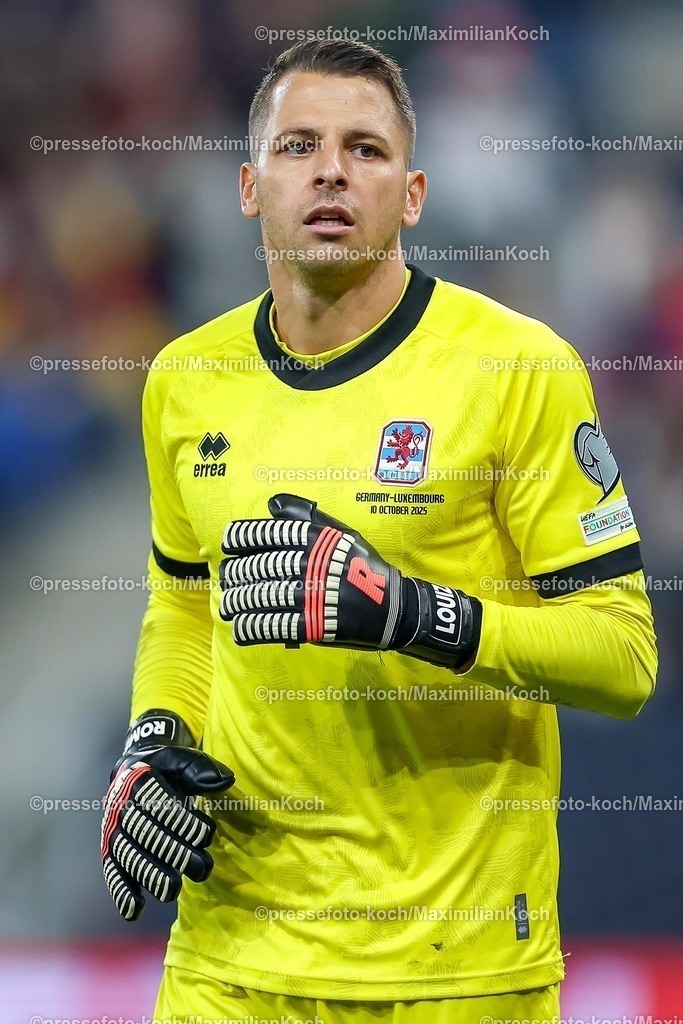 DFB10102502206 | 10.10.2025, Fußball, Länderspiel, Deutschland - Luxemburg, UEFA WM-Qualifikation, 2025/2026, Gruppe A, PreZero Arena in Sinsheim: Torwart Anthony Moris (T) (LUX #01) DFB regulations prohibit any use of photographs as image sequences and or quasi-video.