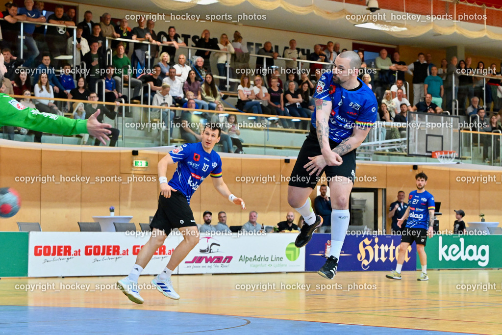 SC Ferlach vs. ALPLA HC Hard | #81 Milicevic Micha SC Ferlach, #10 Perkusic Toni SC Ferlach, SC Ferlach vs. ALPLA HC Hard, SC Ferlach vs. ALPLA HC Hard am 05.04.2025 in Ferlach (Ballspielhalle Ferlach), Austria, (Photo by Bernd Stefan)