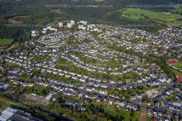 Kreuztal230911660 | Luftbild, Hochhaus Wohnsiedlung Eggersten Ring, LEG Wohnen NRW, Kreuztal, Siegerland, Nordrhein-Westfalen, Deutschland