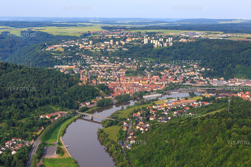 Stadtansicht am Main aus Osten | Luftbild: Stadtansicht am Main aus Osten in Wertheim im Bundesland Baden-Württemberg in Deutschland. Foto: IMG_089724.jpg vom 11.06.2016 durch Werner Riehm/FLY-FOTO.de - Realisiert mit Pictrs.com