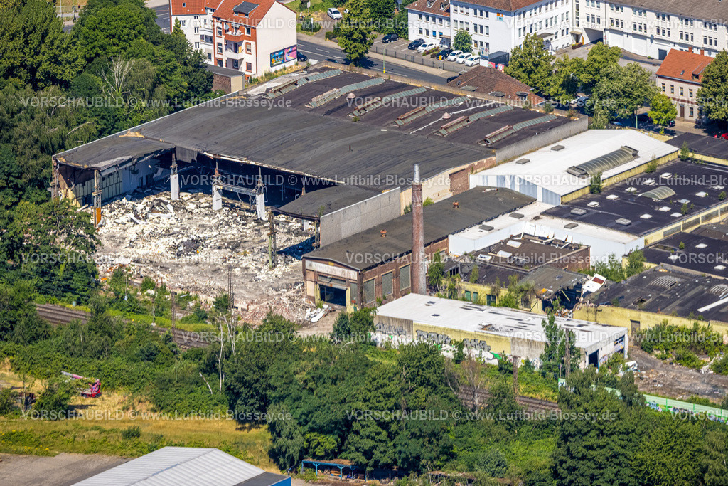Essen230702606 | Luftbild, Abrissarbeiten ehemaliger Milchhof Kutel am Palmbuschweg, Altenessen, Essen, Ruhrgebiet, Nordrhein-Westfalen, Deutschland