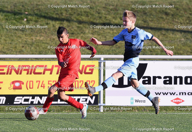 Fussball C Jugend Landesstaffel  2018/2019 | Fussball C Jugend Landesstaffel  2018/2019    17.11.2018TuS Ergenzingen - FC Rottenburg Luis Dettling (re, TuS) gegen Muamet Jashari (re, FC)FOTO: ULMER PressebildagenturxxNOxMODELxRELEASExx