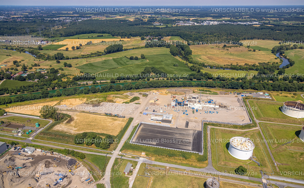 Huenxe220702752 | Luftbild, TanQuid GmbH Tanklager Hünxe, Baustelle mit Neubau, Bucholtwelmen, Hünxe, Ruhrgebiet, Nordrhein-Westfalen, Deutschland