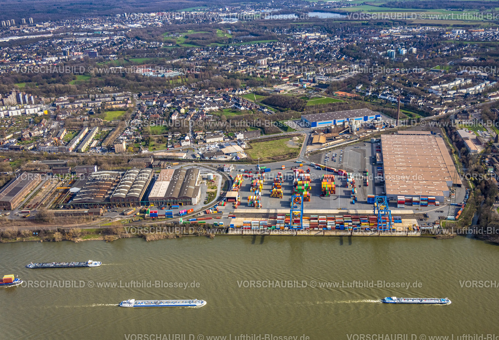 Duisburg230302738 | Luftbild, logport II, Binnenschifffahrt Fluss Rhein, Wanheim-Angerhausen, Duisburg, Ruhrgebiet, Nordrhein-Westfalen, Deutschland