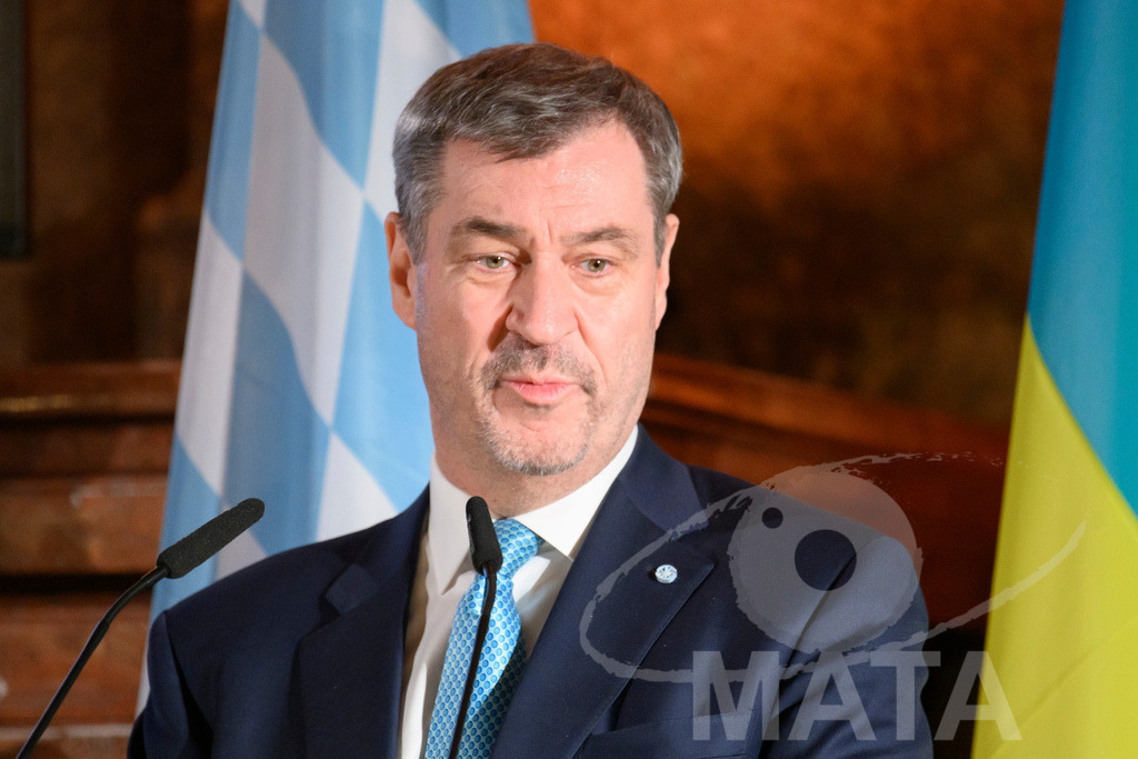 _DWA0591 | Bayerns Ministerpräsident Markus Söder (CSU) hält eine Rede in der Münchner Residenz bei der Verleihung des Ewald-von-Kleist-Preises.Der diesjährige Ewald-von-Kleist-Preis wird am Rande der Münchner Sicherheitskonferenz 2026 an das ukrainische Volk vergeben. München, 14.02.2026 Bayern Deutschland - Realisiert mit Pictrs.com