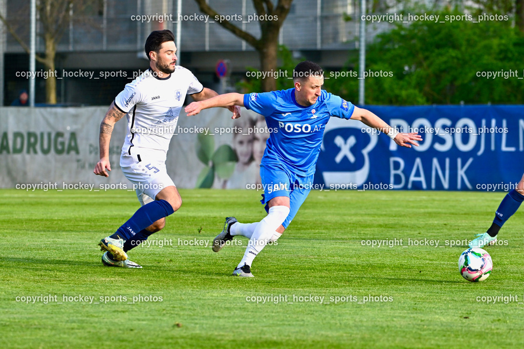 SAK vs. ATUS Velden 19.4.2024 | #5 Roland Putsche ATUS Velden, #11 Enes Brdjanovic SAK, SAK vs. ATUS Velden 19.4.2024, SAK vs. ATUS Velden am 19.04.2024 in Klagenfurt (Sportpark Welzenegg), Austria, (Photo by Bernd Stefan)