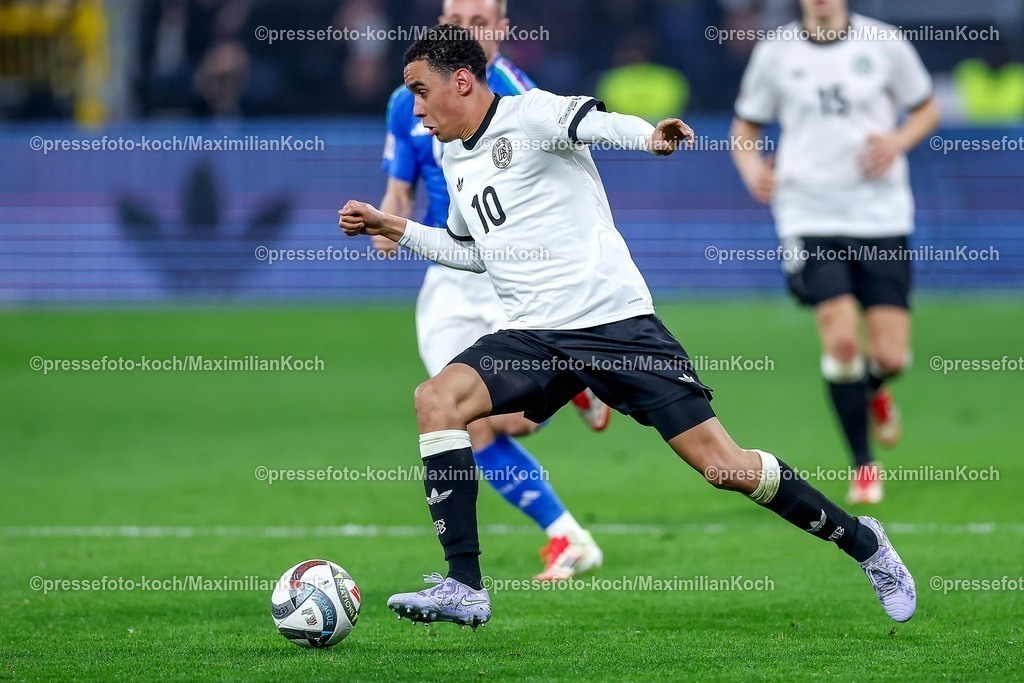 DFB23032502199 | 23.03.2025, Fußball, Viertelfinale UEFA Nations League, Deutschland - Italien, Signal Iduna Park, Saison 2024 2025: Jamal Musiala (GER #10) DFB regulations prohibit any use of photographs as image sequences and or quasi-video.