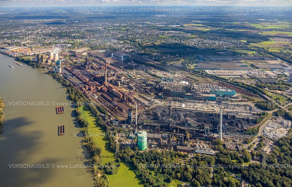 Duisburg241002959 | Luftbild, Hüttenwerke Krupp Mannesmann GmbH HKM am Fluss Rhein, Hüttenheim, Duisburg, Ruhrgebiet, Nordrhein-Westfalen, Deutschland, Duisburg-S