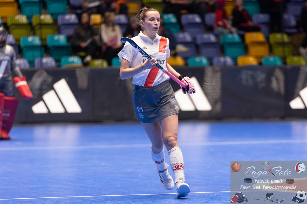 Volvo E.R.B. Final 4 Halbfinale Frauen: Der Club an der Alster - Berlienr HC, 25.01.2025 | Marie Charlotte Jeltsch (Der Club an der Alster #21), Freisteller, Portrait, Porträt, Der Club an der Alster - Berlienr HC, Frankfurt, Süwag Arena, 25.1.2025 - Realisiert mit Pictrs.com