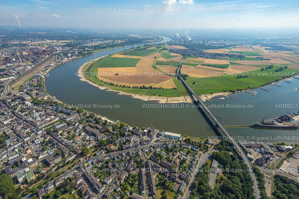 Duisburg220701396 | Luftbild, Krefeld-Uerdinger Brücke, über den Fluss Rhein, Mündelheim, Duisburg, Ruhrgebiet, Nordrhein-Westfalen, Deutschland